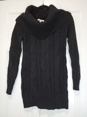 Old Navy Black Cable Knit Cowl Neck Sweater Dress